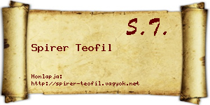 Spirer Teofil névjegykártya